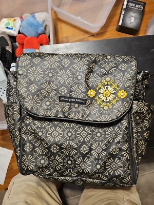 Petunia Pickle Bottom Glazed Boxy Backpack Diaper Bag Dark Gray Yellow
