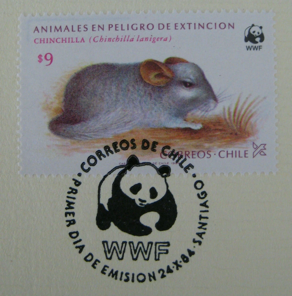 World Wildlife Fund WWF Chinchilla $9 Chile Stamp Proof Edition 1984 - Image 2 of 2