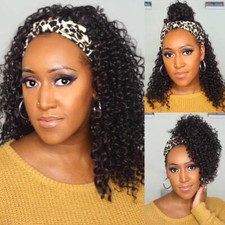 Headband Wigs for Black Women Kinky Curly Synthetic Hair Heat Safe Natural Daily