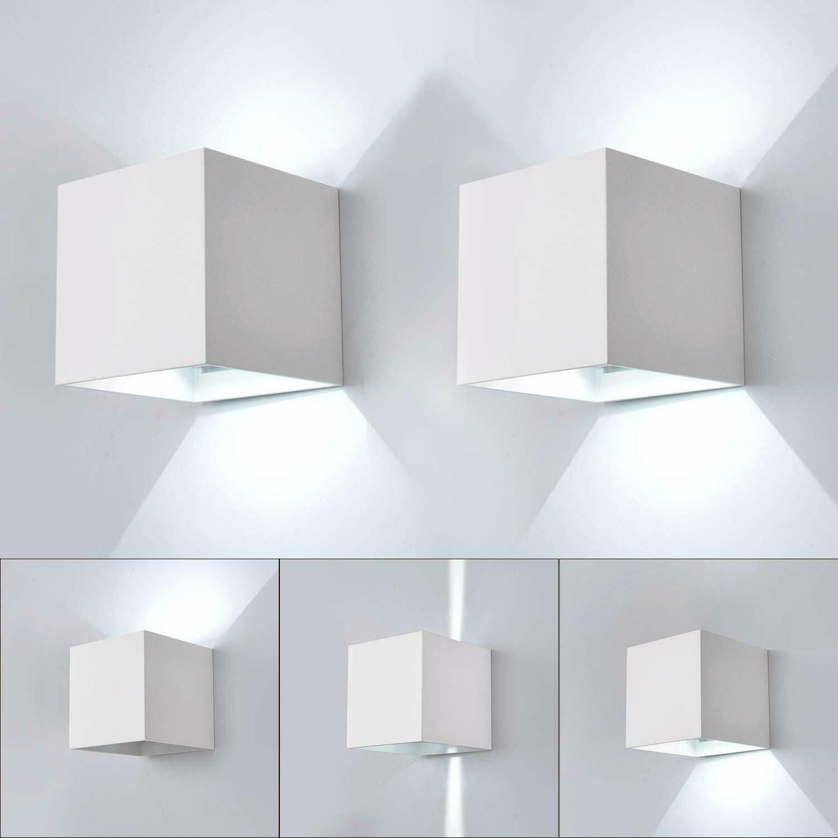 Applique Doppio Nero Cubo Led 6W Luce Regolabile IP65 Faretto A Muro Parete Fredda Bianca 6500k 58267360 - Foto 9