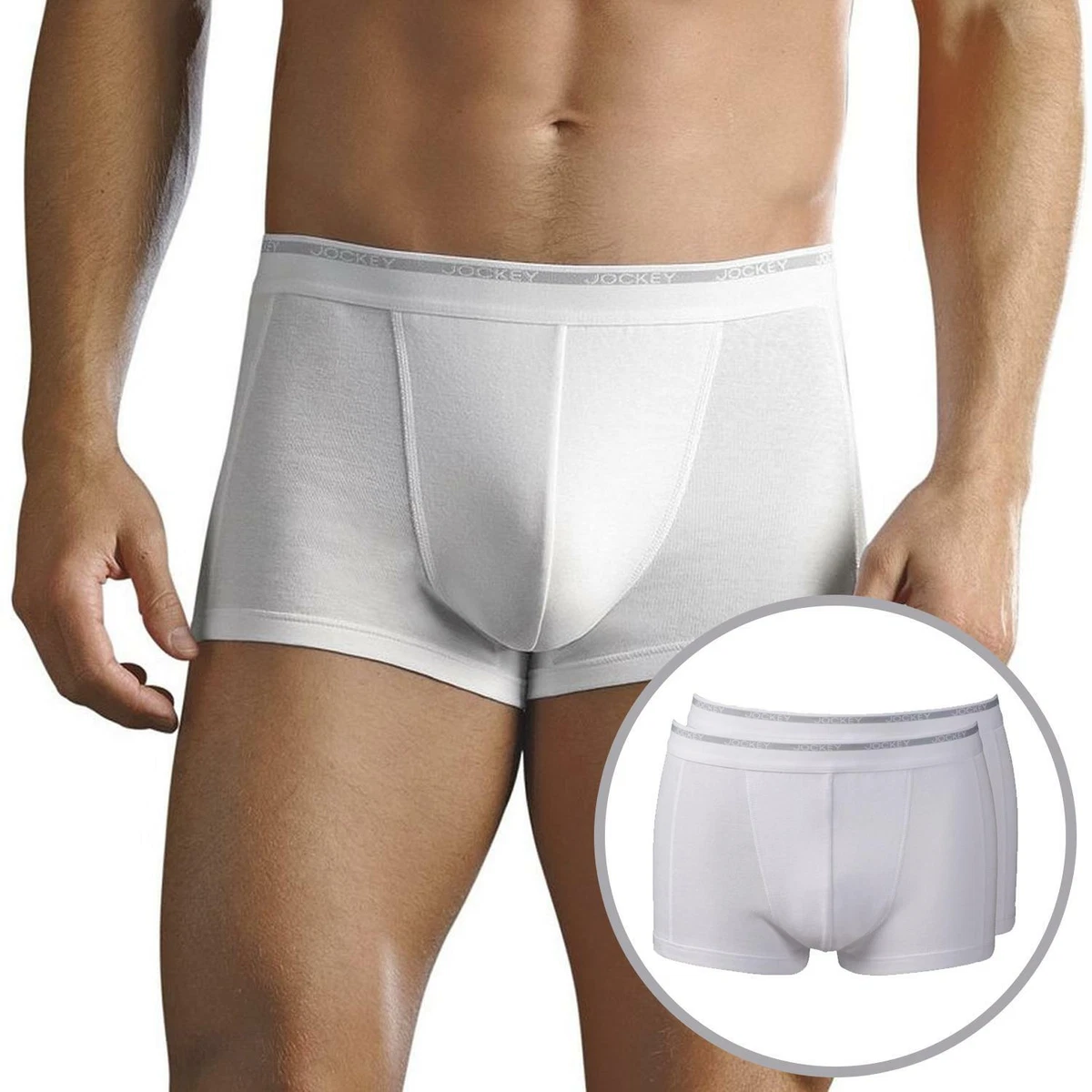 Jockey 2 Pack Mens Modern Classic Boxer Trunks White S 6XL Gifts