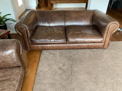 Brown Leather Couch In Mottled Leather Sofas Gumtree Australia