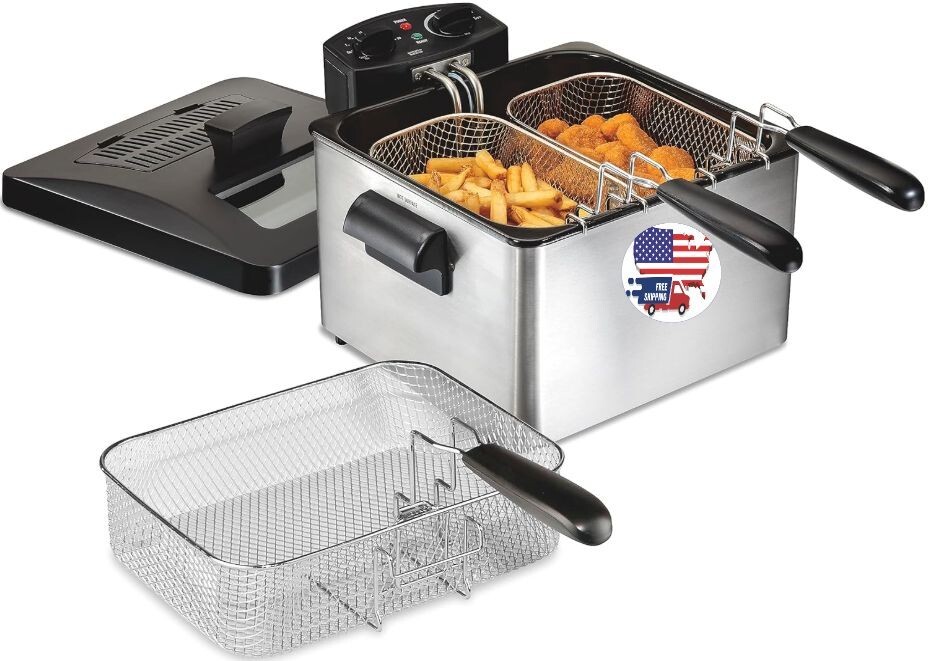 With Lid 4.5 Liters/19 Cups Oil Capacity, 1800 Watts, New...