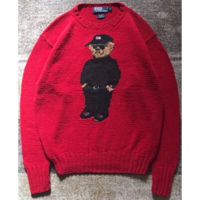 90s Polo by Ralph Lauren Cool Sunglasses Polo Bear Knit Sweater, L