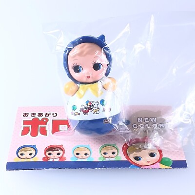 Roly Poly Spielzeug Mini Poron-chan Figur rein blau weiß japanisches Spielzeu...