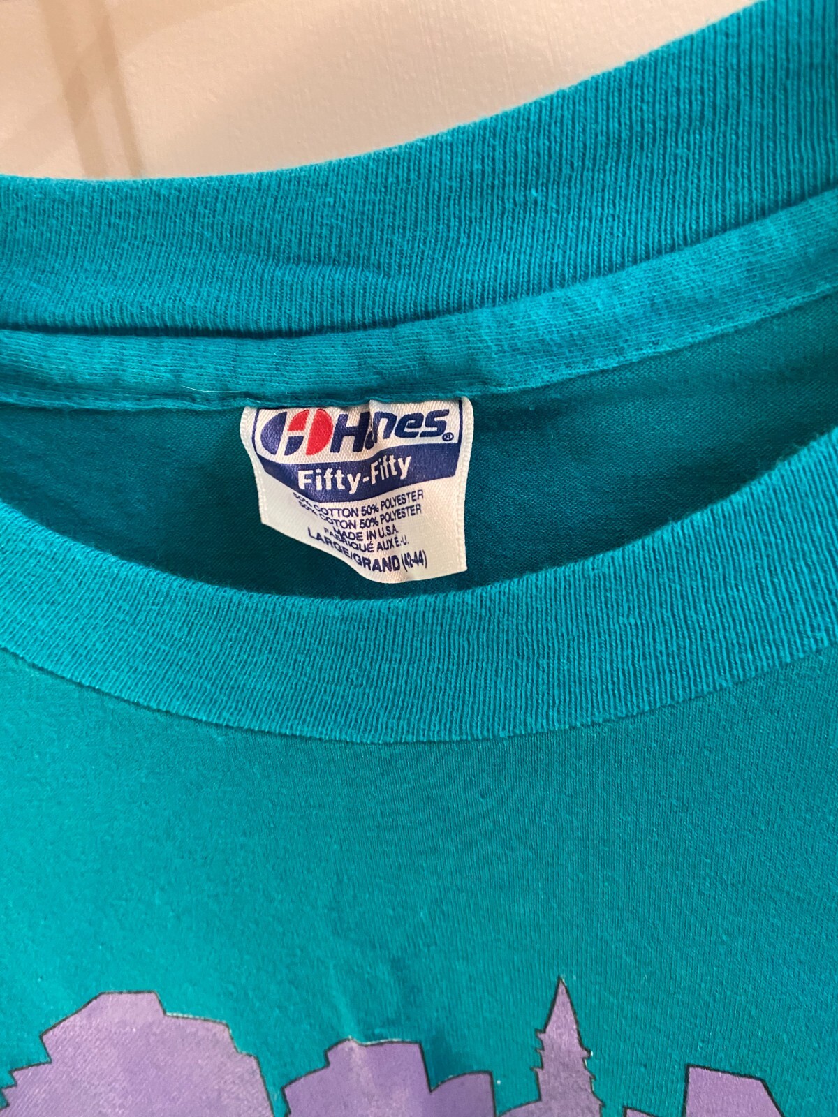 FILA VINTAGE Charleston South Carolina Shirt Mens Large Blue Rainbow Row 80s Hanes