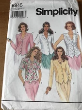 Simplicity #8845 12,14,16 Misses Easy Blouse Top Shirt SLEEVE VARIATIONS UNCUT