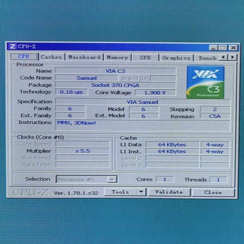 Procesador VIA Cyrix III-550 MHz CPU C3 X86 1,9 V Socket370 32 bits PGA370 poco común - Imagen 3 de 3
