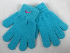 New Nike Girls Cable Glove Size 4/6X Gamma Light Blue With Pink Swoosh