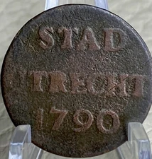 1790 Coin Dutch Netherlands Colonial VOC Duit Stad Utrecht New York Penny
