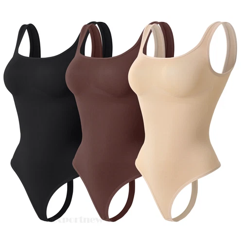 Plus Size Slimming Vest Wide Collar Type High Elastic Bodysuit Shapewear Yoga - Picture 10 of 23