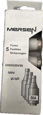5x Mersen D-Sicherungseinsatz DIIIGG50V50 D-Sicherungseinsätze 50A 500V K214576