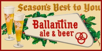 Ballantine Beer Christmas Theme NEW Metal Sign 18''x36'' USA STEEL XL Size 8 lb