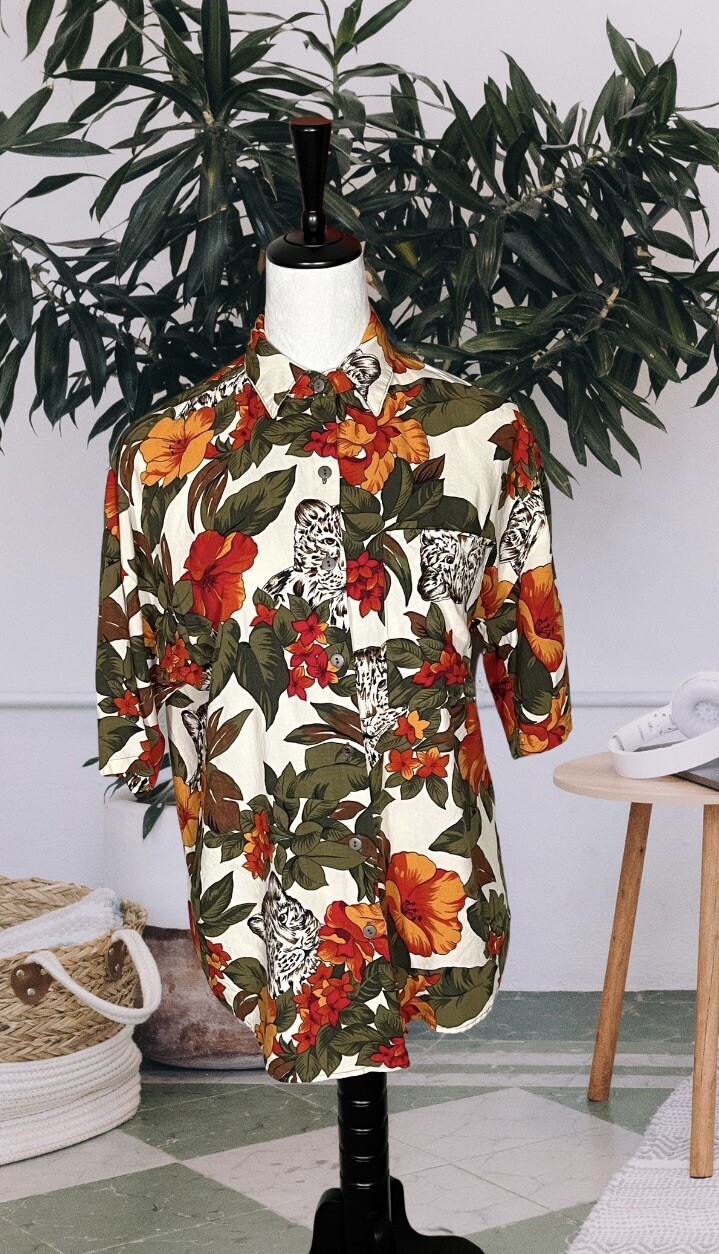 Vintage Tropical Button Down Medium - image 1