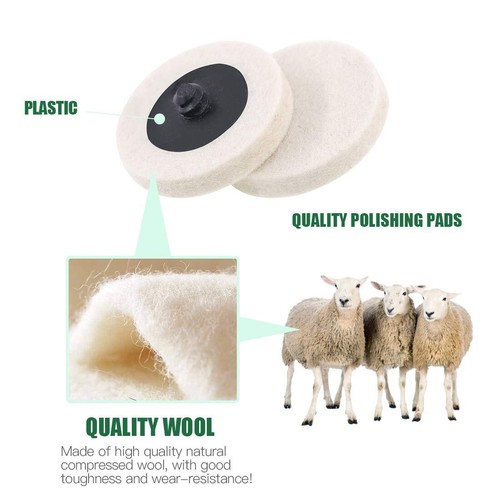 10Pc 3inch R-type Wool Felt Polishing Wheel Buffing Pad Holder For Angle Grinder - Picture 3 of 10