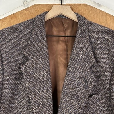 Giorgio Bertucci Tweed Blazer Mens 42R Brown 2 Button Wool Jacket sport Coat