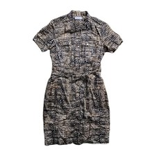 Calvin Klein Animal Print Snap Front Shirt Dress With Belt, Size 10