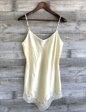 California Dynasty Large Slinky Nightie Nightgown Camisole Chemise Slip Yellow