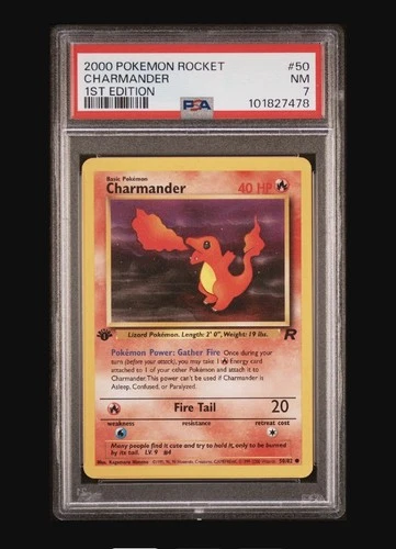 Pokemon TCG 1st Edition 2000 Charmander 50/82 Team Rocket PSA 7