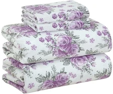  4 Piece 100% Cotton Flannel Sheets Size Bed Set - Warm & Extra Queen Sabrina