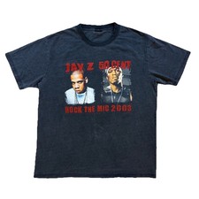 Vintage Jay-Z T Shirt Rap Tee 50 Cent Snoop Dogg Rock The Mic Y2K Black RARE
