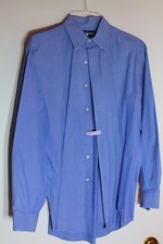 Ralph Lauren Yarmouth Size 15-1/2 33 Men  s Shirt L/S Cotton Solid Medium Blue