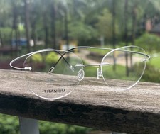 Rimless Glasses Men Silver Glasses Titanium E...
