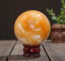 Esemplare minerale cristallo brillante calcite arancione 110 mm sfera pietra ...