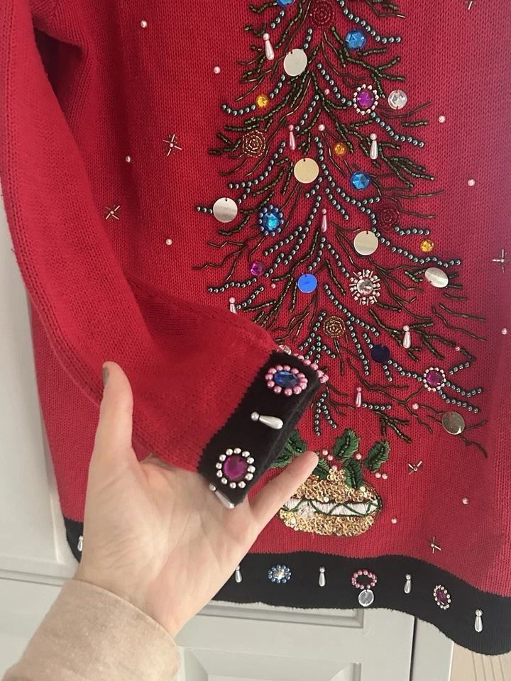 Vestido suéter vintage para mujer fiesta árbol de Navidad vestido talla L Foto 3 de 4