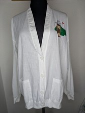 Vtg Majestic Sportswear White Embroidered Golf Button Up Cardigan Women Size XXL