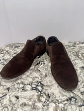 CALVIN KLEIN 'EDEN' Dark BROWN SUEDE SLIP-ON CASUAL LOAFERS SHOES (SIZE 10)