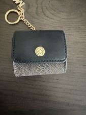 Michael Kors AirPods Pro Case Keychain Signature Canvas Black Gold Charm