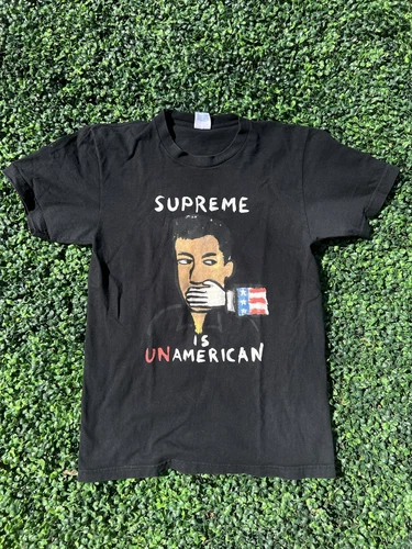 Tee shirt noir graphique Supreme Is Unamerican Archive rare USA taille Medium