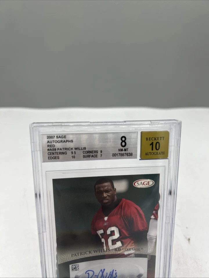 2007 SAGE Rookie Card Patrick Willis Autographs Red #A59 BGS 8 - Image 2 of 4