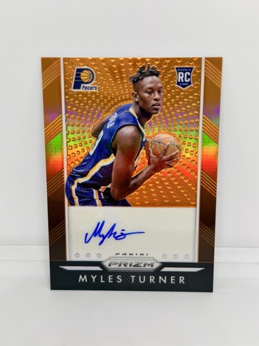 Myles Turner [Orange Prizm] #MTN 2015 Panini Prizm Autographs card