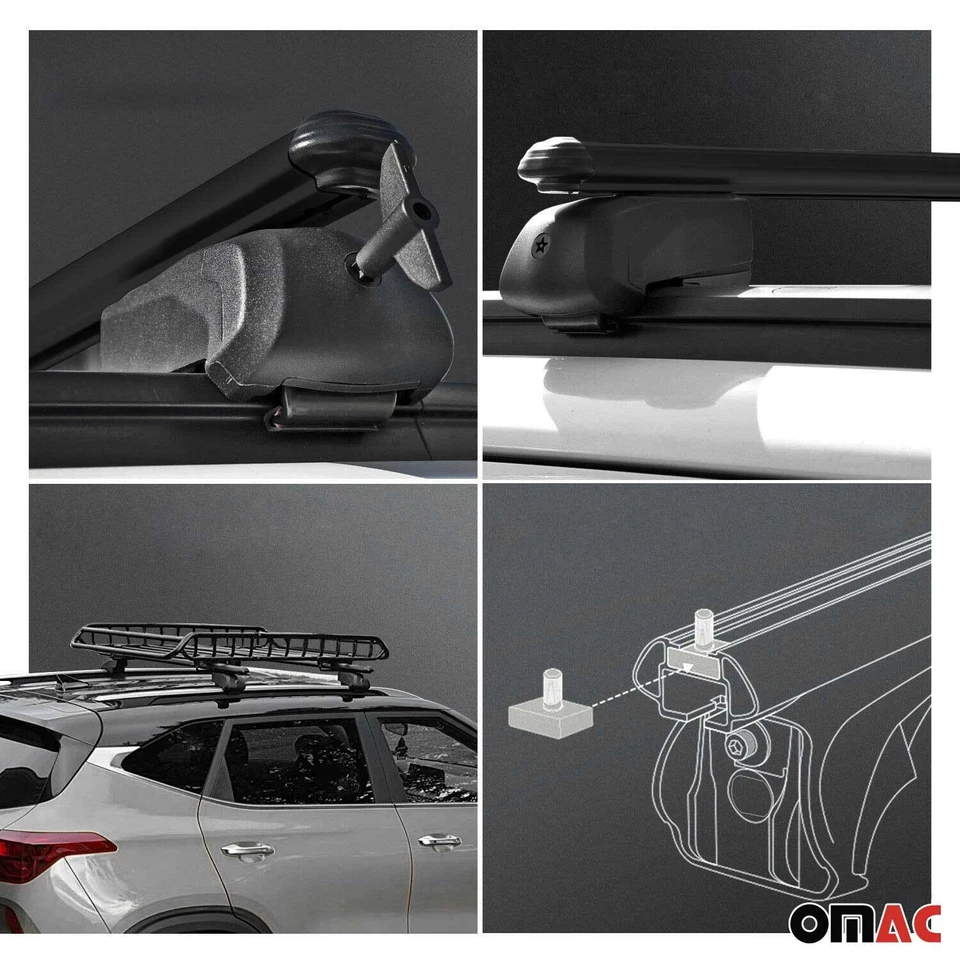 Lockable Roof Rack Cross Bars Luggage Carrier for Kia Rondo 2013-2019 Black 2Pcs - Изображение 3 из 4