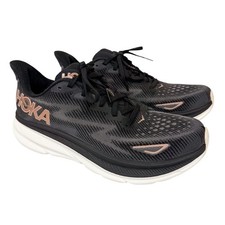 Hoka One One Clifton 9 Women's Running Shoe Black Rose Gold Sneaker Size 10.5