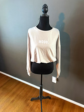 SHEIN Beige Solid Pullover Sweatshirt Crew Neck Long Sleeve Women Regular M