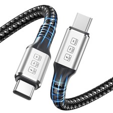 6.6ft Thunderbolt 4 Cable, 240W, 40Gbps Data, 8K, 4K Display, Slivery-Black