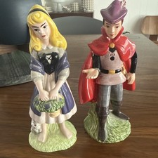 Sleeping Beauty Phillip Figurine Set Disney Aurora Japan Ceramic Princess