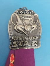 Chuck E. Cheese Birthday Star Medal Necklace July 13 Decor Purple Lanyard