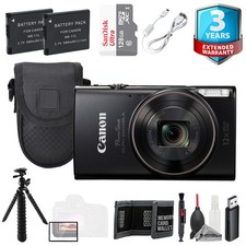 Canon PowerShot ELPH 360 HS A (Black) + 128GB+Tripod +3 YR Warranty - Value Kit