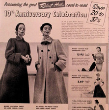 Robert Hall Vintage Print Ad Save 20-37% Anniversary Sale Dresses Sept 1952