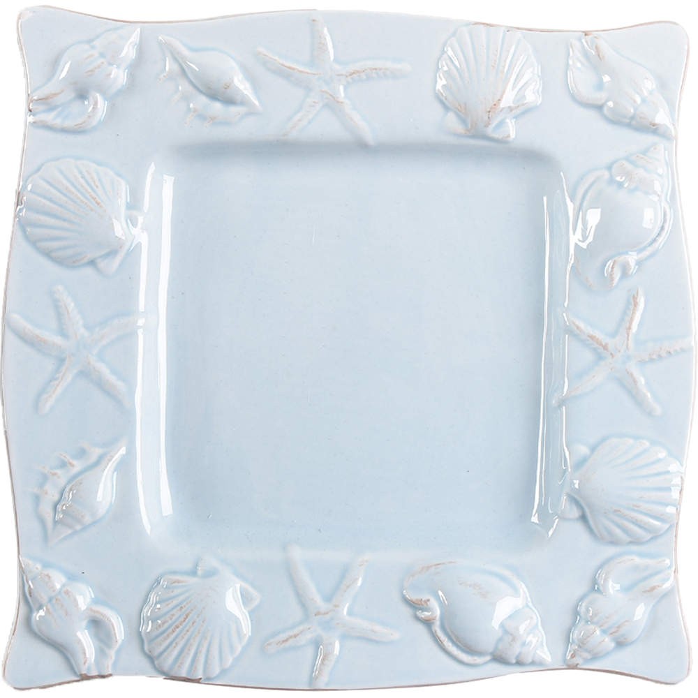 Blue Sky Seahorse and Seashell Menagerie Blue Square Salad Plate 11082591
