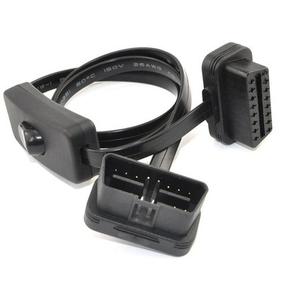 OBD 2 Cable Cord,Ultra Slim 16 pin M/F OBDII Extension Cable with Power Switch,D