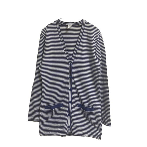 Agnès b., Vintage Agnes b. Striped Cardigan Women Size 1 Blue White Japan V-neck 90s