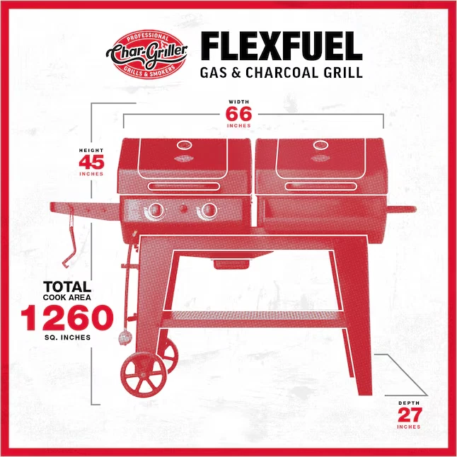 Parrilla combinada Char-Griller CG30282925 FlexFuel negra líquido propano y carbón Foto 4 de 4