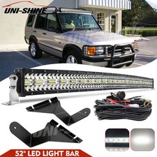 Roof 52" Led Light Bar Spot Flood +Brackets +Wire For Land Rover Discovery 1 & 2