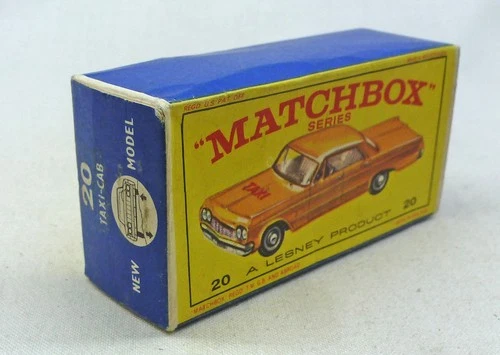 Lesney Matchbox Toys MB20c US Taxi Cab ORIGINAL Empty E2 Type Box with "NEW"