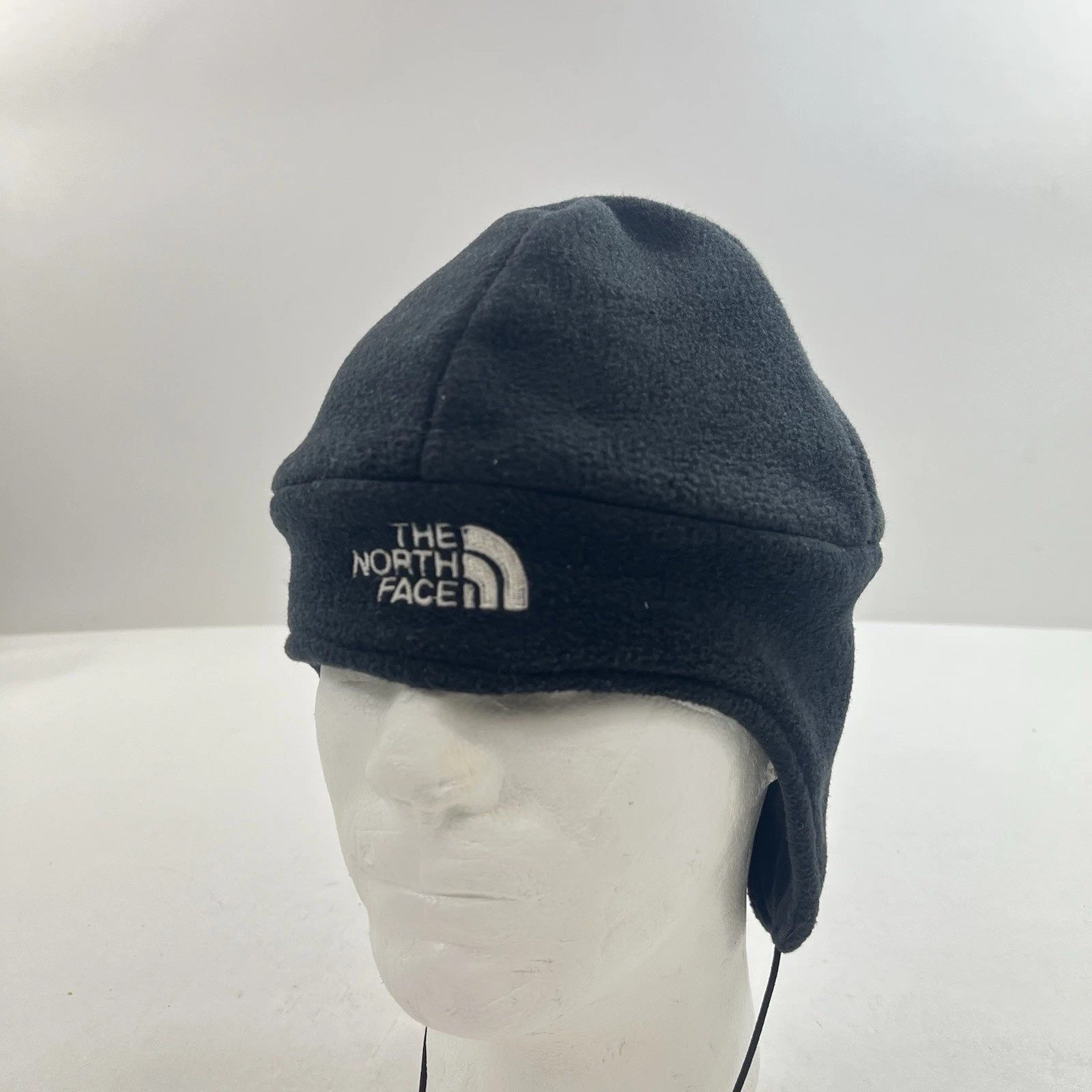 Vintage The North Face Black Micro Fleece Beanie Hat Regular One Size Hat Cap